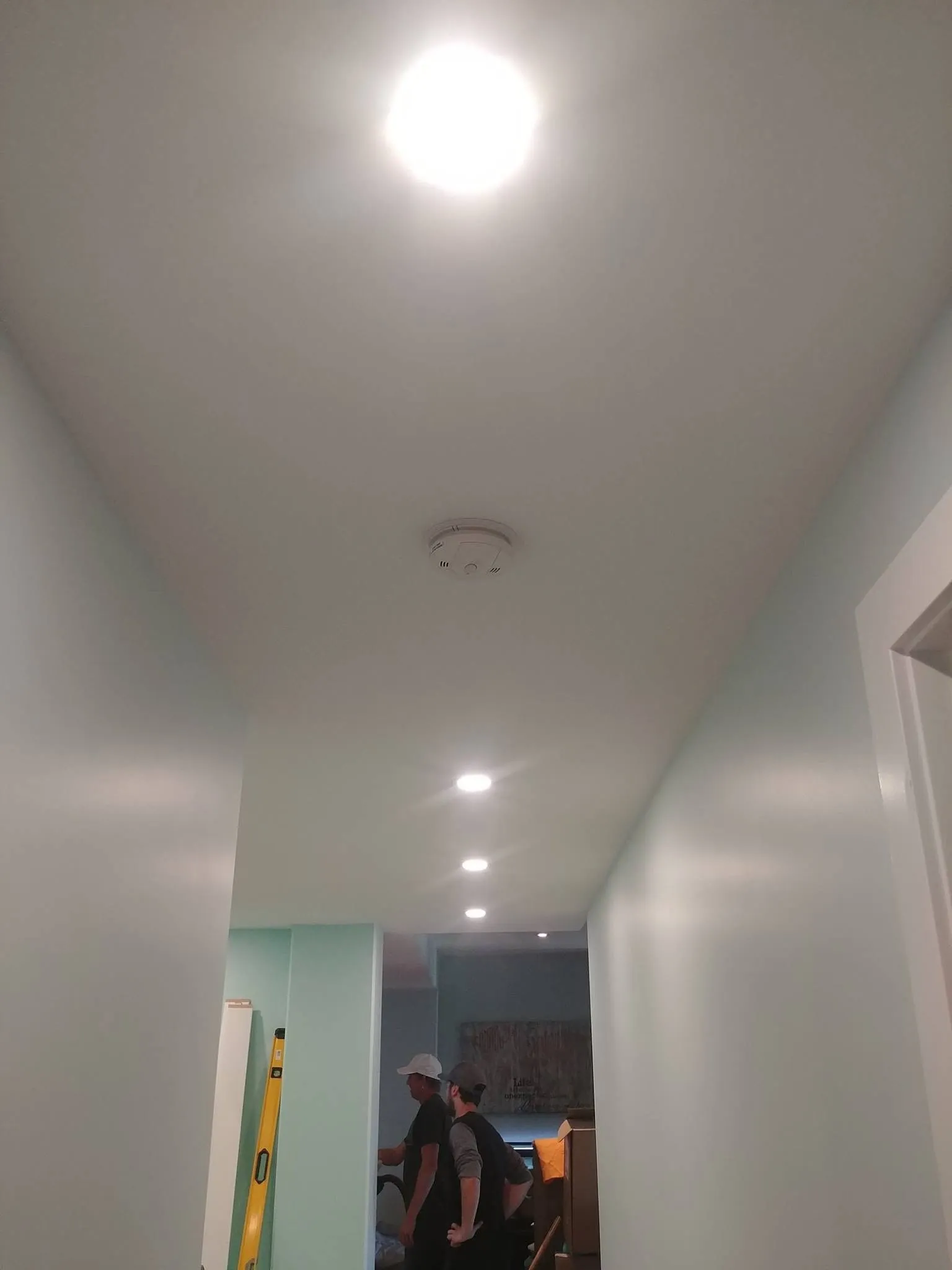 Basement hallway with new LED pot lights