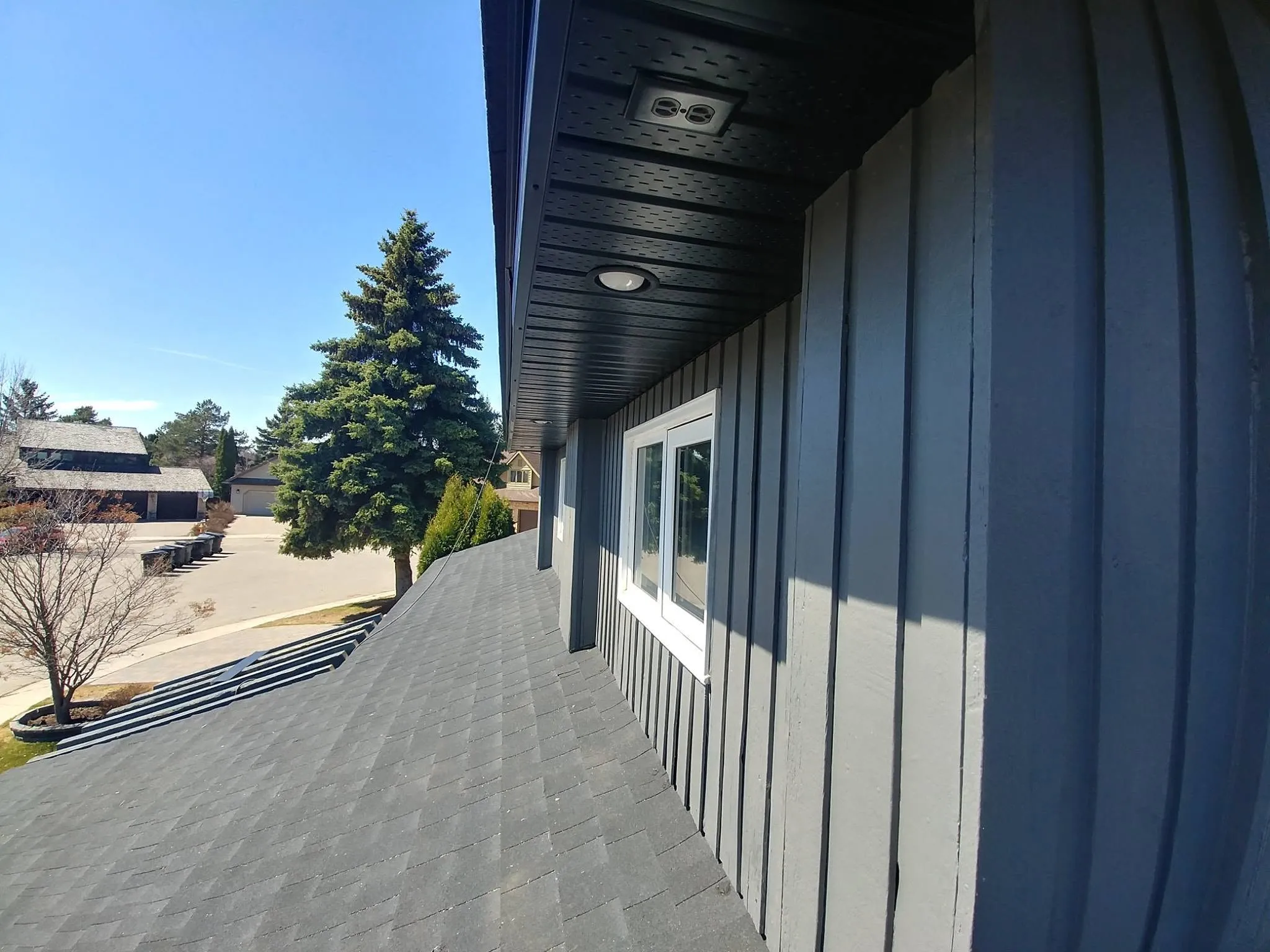 Exterior soffit lighting on a modern home