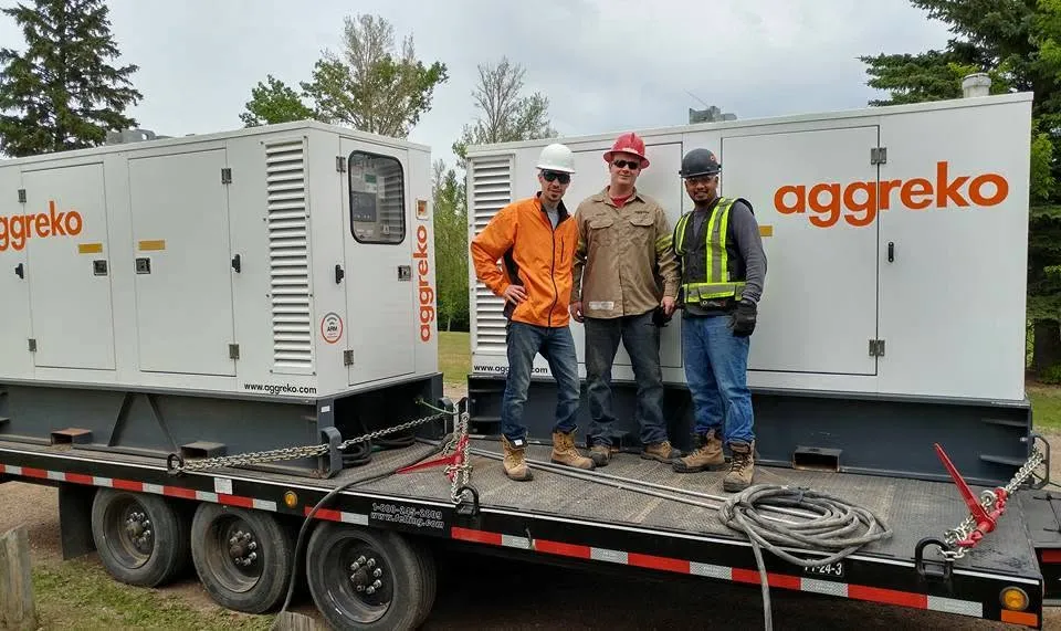 CL Electric crew with mobile generators set up for temporary power