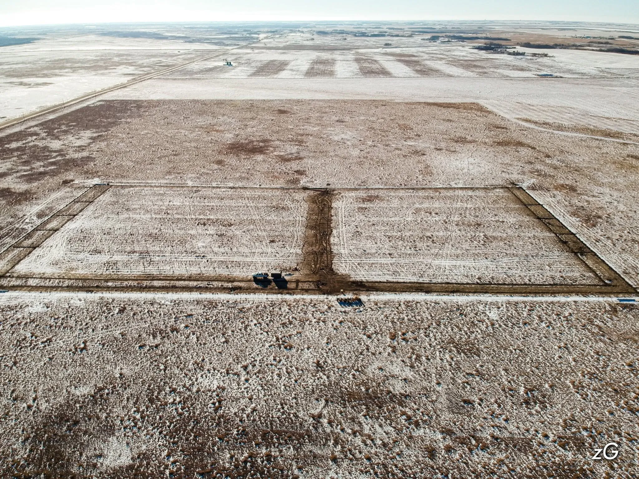 Long trench for an underground electrical feed across a rural property